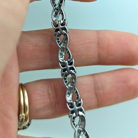 Genuine Diamond and Sterling Infinity Bracelet - Picture 5 of 7